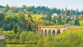  Presentation with railway - Colorful slide deck enhanced with sanatarium - beautiful landscape with old railway backdrop and a gold colored foreground