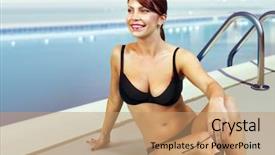  Presentation with black woman - Colorful theme enhanced with sanatarium - happy woman in black bathing backdrop and a  colored foreground