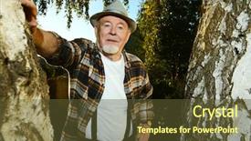  Presentation with happy retirement - Slide deck featuring sanatarium - portrait of a handsome senior background and a  colored foreground