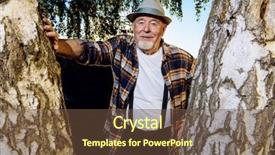  Presentation with happy retirement - Slide set featuring sanatarium - portrait of a handsome senior background and a  colored foreground