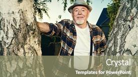  Presentation with happy retirement - Slides with sanatarium - portrait of a handsome senior background and a  colored foreground