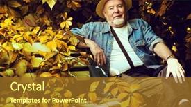  Presentation with happy retirement - Presentation theme consisting of sanatarium - portrait of a handsome senior background and a  colored foreground