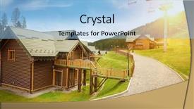  Presentation with resort - Amazing presentation design having sanatarium - sunset in the mountain resort backdrop and a light blue colored foreground