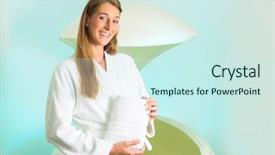  Presentation with wellness program - PPT theme having sanatarium - wellness - young woman floating background and a cool aqua colored foreground