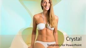  Presentation with tank - Presentation consisting of sanatarium - wellness - young woman floating background and a coral colored foreground