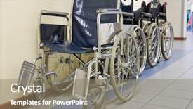  Presentation with wheelchairs - Beautiful slide set featuring sanatarium - wheelchairs parked on the side backdrop and a gray colored foreground
