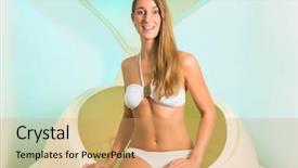  Presentation with wellness program - PPT theme enhanced with sanatorium - wellness - young woman floating background and a coral colored foreground