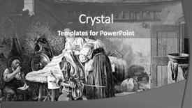  Presentation with battle - Cool new slide deck with don quixote after a battle backdrop and a gray colored foreground