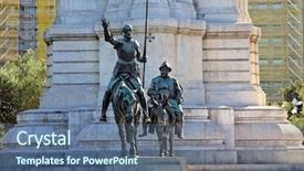  Presentation with espana - Audience pleasing PPT theme consisting of cervantes monument plaza de espana backdrop and a ocean colored foreground