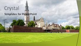  Presentation with refugee sanctuary immigrants illegal immigration - Slide set consisting of sanctuary in czestochowa background and a sky blue colored foreground