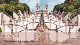  Presentation with jesus - PPT theme with sanctuary-of-bom-jesus-braga background and a coral colored foreground