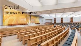  Presentation with holy shrine - Colorful presentation design enhanced with sanctuary-of-fatima-portugal-march backdrop and a coral colored foreground