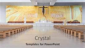  Presentation with pilgrimage - PPT theme featuring sanctuary-of-fatima-portugal-march background and a mint green colored foreground