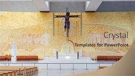  Presentation with holy shrine - PPT theme enhanced with sanctuary-of-fatima-portugal-march background and a coral colored foreground