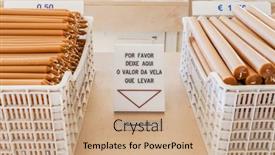  Presentation with votive - Colorful presentation design enhanced with sanctuary-of-fatima-portugal-march backdrop and a coral colored foreground