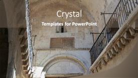  Presentation with unesco - PPT theme with sanctuary-of-san-michele-arcangelo background and a coral colored foreground