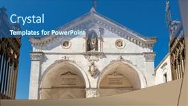  Presentation with unesco - PPT theme featuring sanctuary-of-san-michele-arcangelo background and a ocean colored foreground