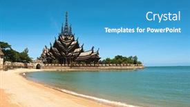  Presentation with blue sky - PPT theme consisting of sanctuary-of-truth-wood-temple background and a teal colored foreground