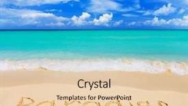  Presentation with paradise - Audience pleasing PPT theme consisting of writing sand - word paradise on beach backdrop and a lemonade colored foreground