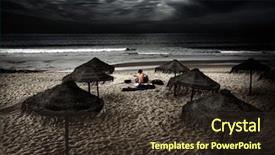  Presentation with doors to beach scene - Cool new presentation design with sand and playing his guitar backdrop and a tawny brown colored foreground