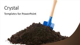  Presentation with garden sand - Slide set having sand and work tools for working in the garden background and a white colored foreground