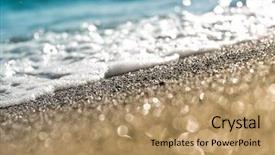  Presentation with foam - Colorful theme enhanced with sand beach and sea foam macro with narrow focus background backdrop and a coral colored foreground