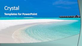  Presentation with white sand - Beautiful presentation design featuring sand beach and turquoise tropical backdrop and a teal colored foreground