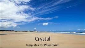  Presentation with beach toys on sand - Colorful presentation theme enhanced with sand beach at donegal ireland backdrop and a soft green colored foreground