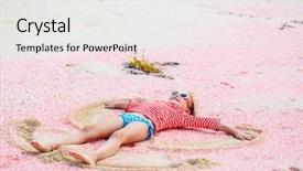  Presentation with footprint - Cool new theme with sand beach at tropical island backdrop and a  colored foreground