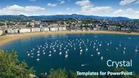  Presentation with beach - Theme having sand-beach-in-the-town background and a ocean colored foreground