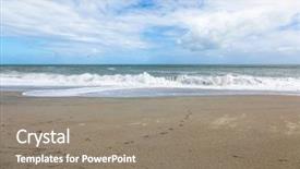  Presentation with south beach - Audience pleasing PPT theme consisting of sand beach south west new backdrop and a gray colored foreground