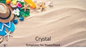  Presentation with beach - Presentation theme featuring sand beach summer holiday background and a lemonade colored foreground