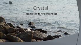  Presentation with water wave - Audience pleasing PPT theme consisting of sand-beach-water-wave backdrop and a light gray colored foreground