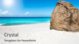  Presentation with beach wedding heart on sand - Audience pleasing slide deck consisting of sand beach with huge bolder backdrop and a white colored foreground