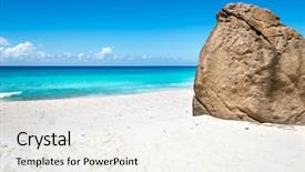  Presentation with white sand - Presentation theme consisting of sand beach with huge bolder background and a  colored foreground