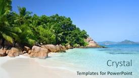  Presentation with sand ocean - Theme featuring sand-beach-with-palm-trees background and a sky blue colored foreground