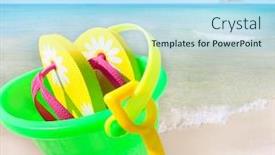  Presentation with flipflops - Cool new presentation theme with sand-bucket-and-flipflops backdrop and a sky blue colored foreground