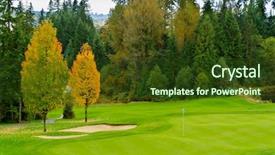  Presentation with golf course - Amazing theme having sand bunker and golf flag backdrop and a  colored foreground