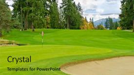  Presentation with rustic wedding green gold - Presentation having sand bunker and golf flag background and a gold colored foreground