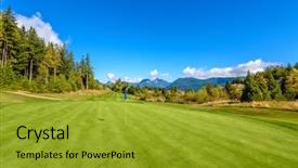  Presentation with green real estate - Colorful theme enhanced with sand bunker and golf flag backdrop and a gold colored foreground