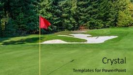  Presentation with green real estate - Theme featuring sand bunker and golf flag background and a seafoam green colored foreground