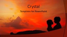  Presentation with footprints and sand sun - Beautiful slide deck featuring sand by sea on red backdrop and a red colored foreground