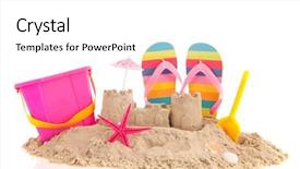  Presentation with sand play - Audience pleasing slide deck consisting of sand castle and toys backdrop and a white colored foreground