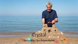  Presentation with elderly - Theme featuring sand castle at the beach background and a coral colored foreground