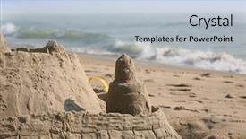  Presentation with virginia - Colorful slide deck enhanced with sand castle on the beach backdrop and a light blue colored foreground