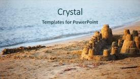  Presentation with sunset beach - Audience pleasing PPT layouts consisting of sand castle on the beach backdrop and a sky blue colored foreground