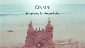  Presentation with sand - Colorful presentation design enhanced with sand-castle-on-the-sea backdrop and a sky blue colored foreground