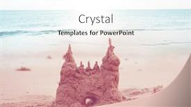  Presentation with sand - Presentation theme with sand-castle-on-the-sea background and a white colored foreground