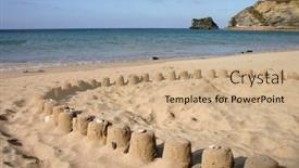  Presentation with sand - PPT layouts having sand-castles-portreath-cornwall background and a coral colored foreground