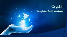  Presentation with sand clock - Presentation with sand clock - close up of businessman holding background and a ocean colored foreground